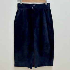 Blue Suede Vintage Pencil Skirt